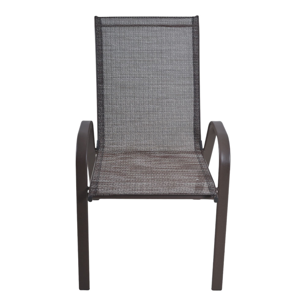 Πολυθρόνα κήπου από μέταλλο/textilene σε καφέ χρώμα 75x55x94