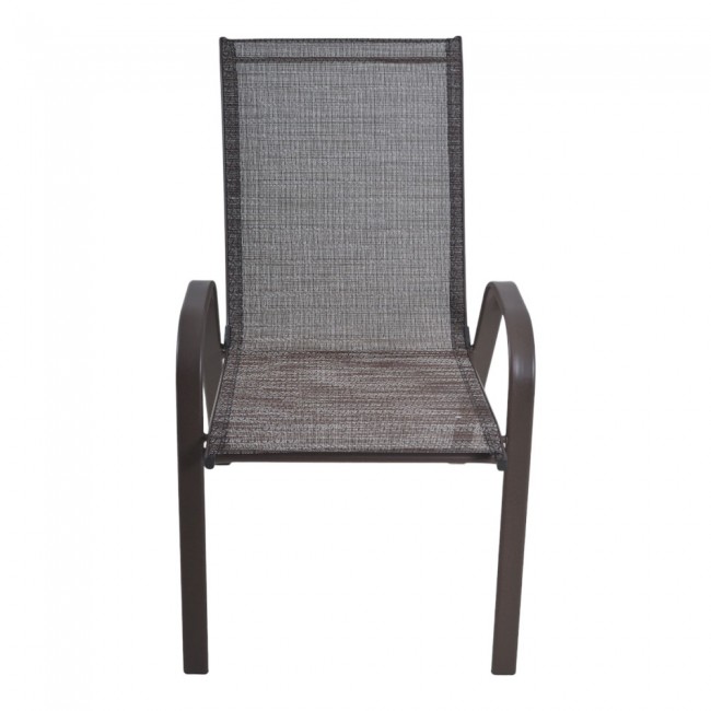 Πολυθρόνα κήπου από μέταλλο/textilene σε καφέ χρώμα 75x55x94