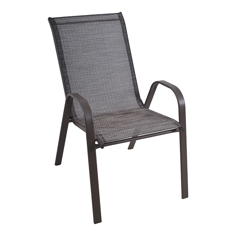 Πολυθρόνα κήπου από μέταλλο/textilene σε καφέ χρώμα 75x55x94