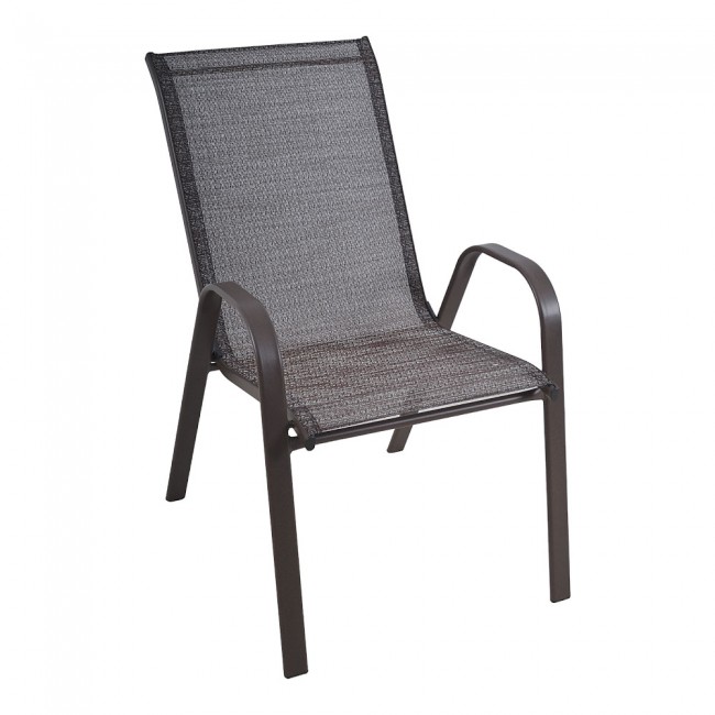 Πολυθρόνα κήπου από μέταλλο/textilene σε καφέ χρώμα 75x55x94