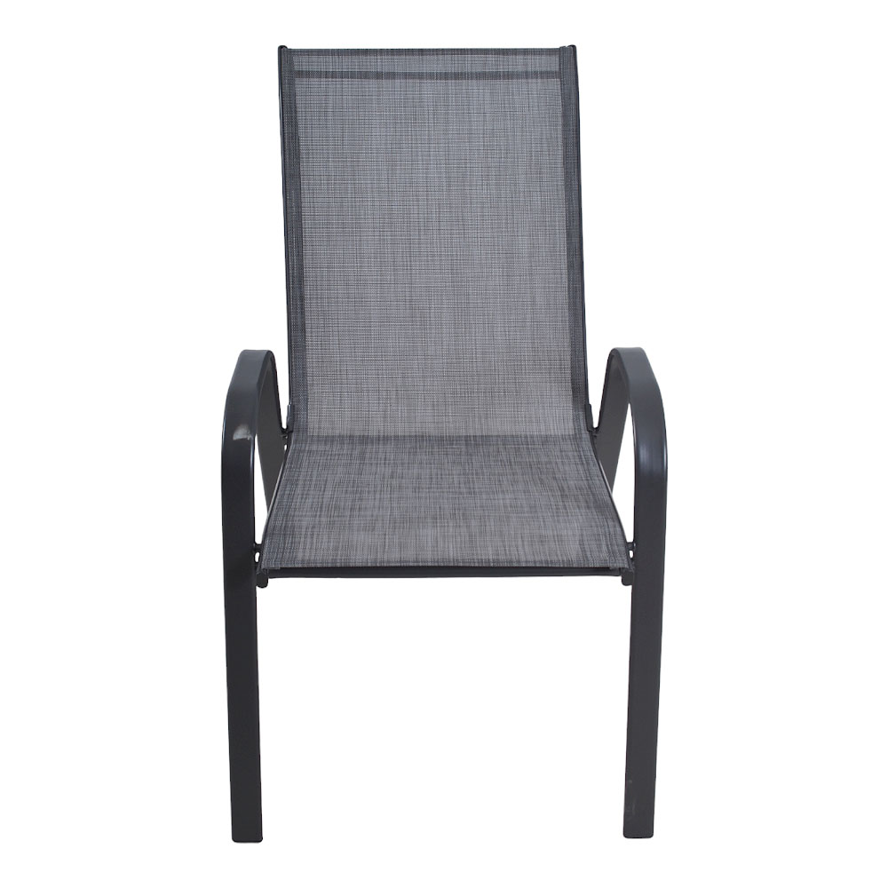 Πολυθρόνα κήπου από μέταλλο/textilene σε ανθρακί/γκρι χρώμα 75x55x94