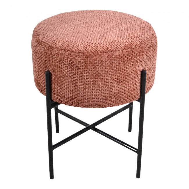 Σκαμπό από ύφασμα/μέταλλο σε κεραμιδί/μαύρο χρώμα 36x36x43