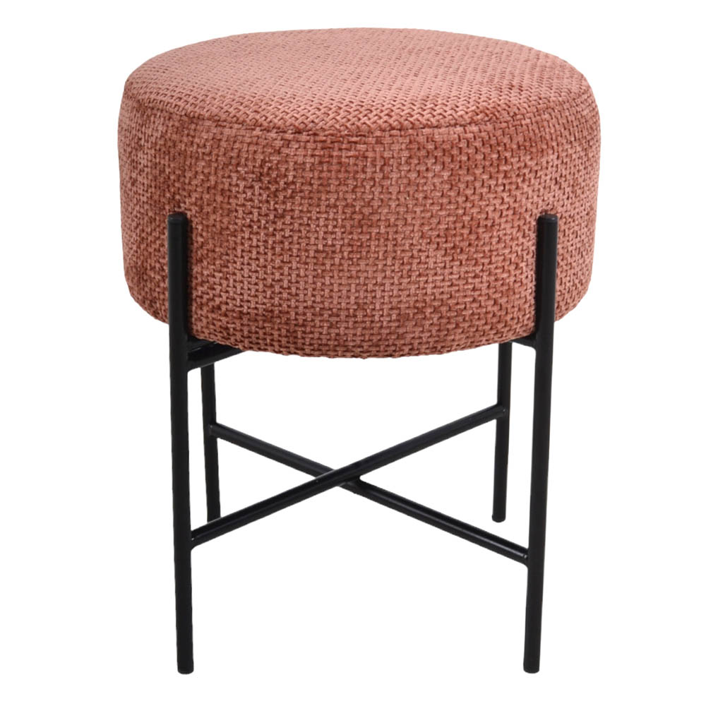 Σκαμπό από ύφασμα/μέταλλο σε κεραμιδί/μαύρο χρώμα 36x36x43