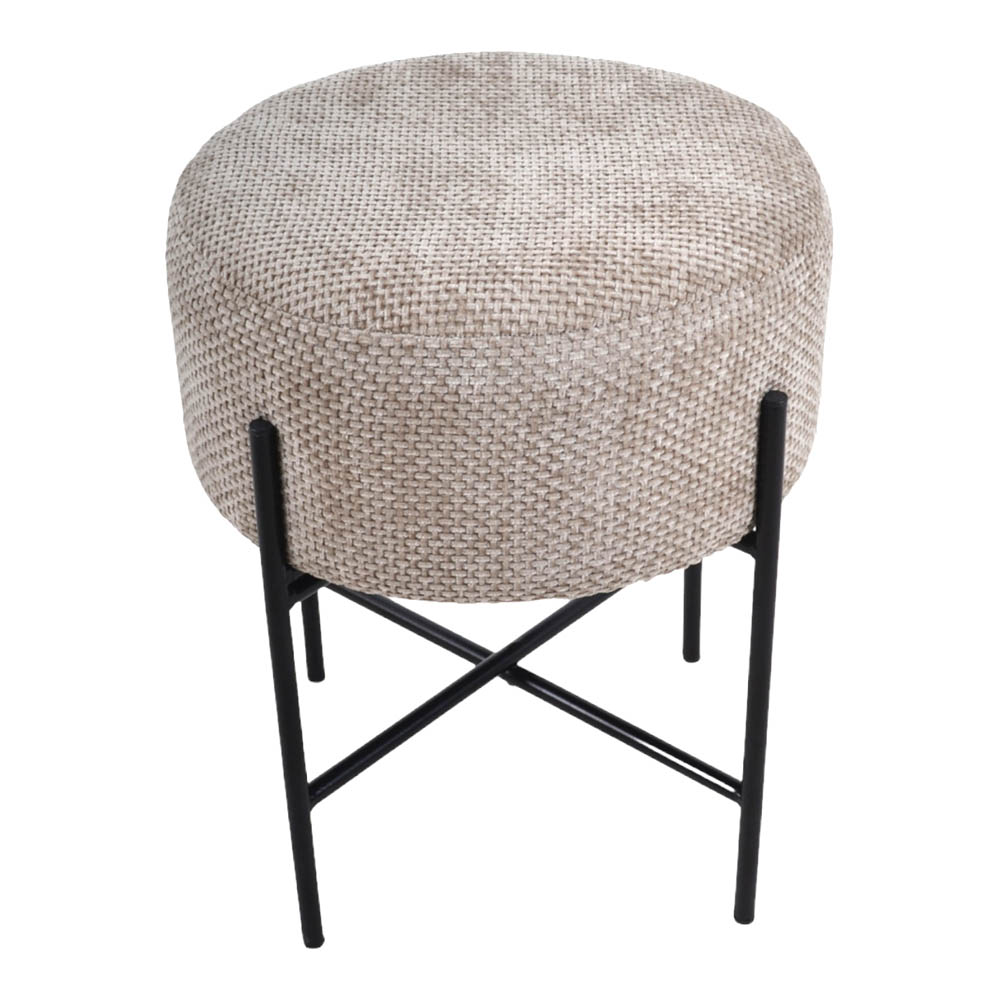 Σκαμπό από ύφασμα/μέταλλο σε μπεζ/μαύρο χρώμα 36x36x43