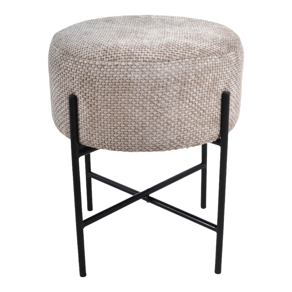 Σκαμπό από ύφασμα/μέταλλο σε μπεζ/μαύρο χρώμα 36x36x43