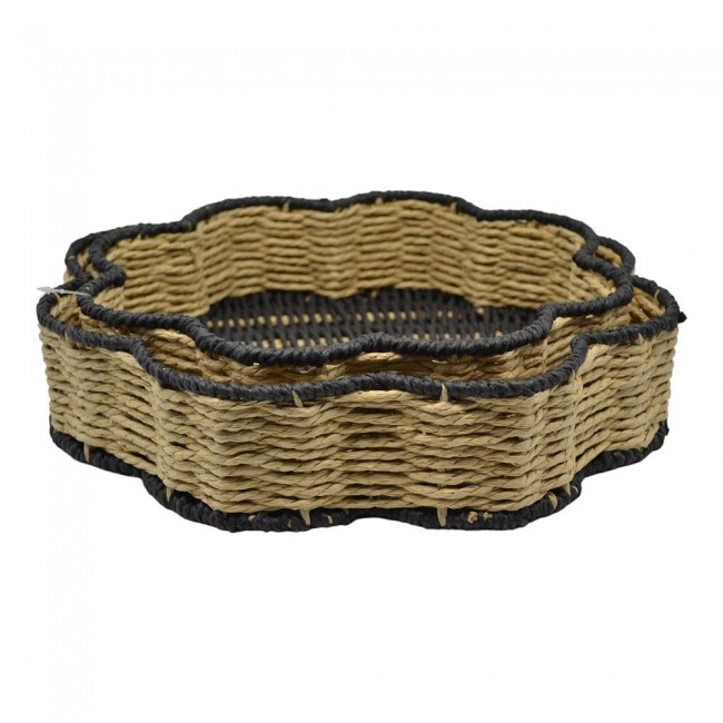 Δίσκοι 2τμχ από σχοινί σε μαύρο/φυσικό χρώμα 35x35x7