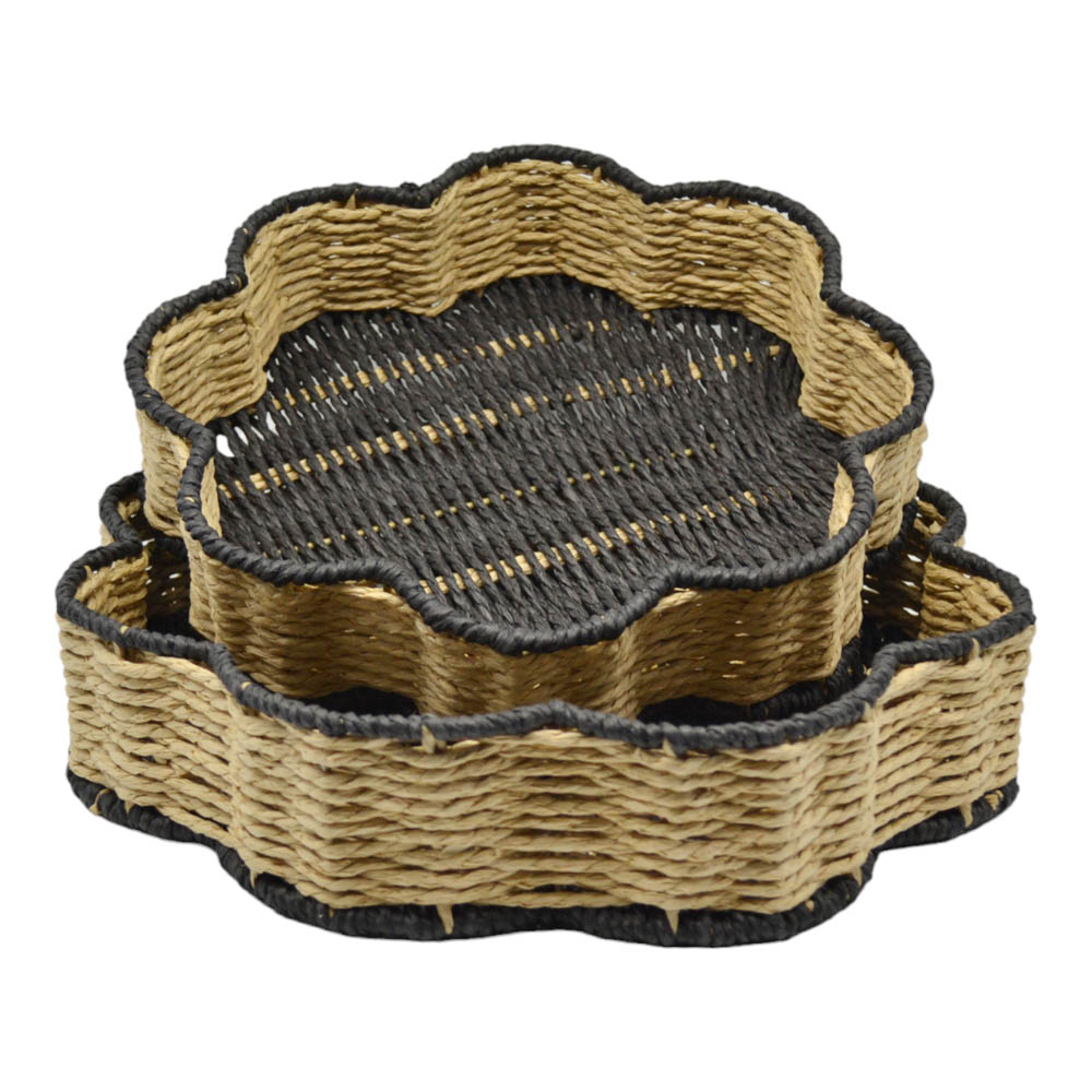 Δίσκοι 2τμχ από σχοινί σε μαύρο/φυσικό χρώμα 35x35x7