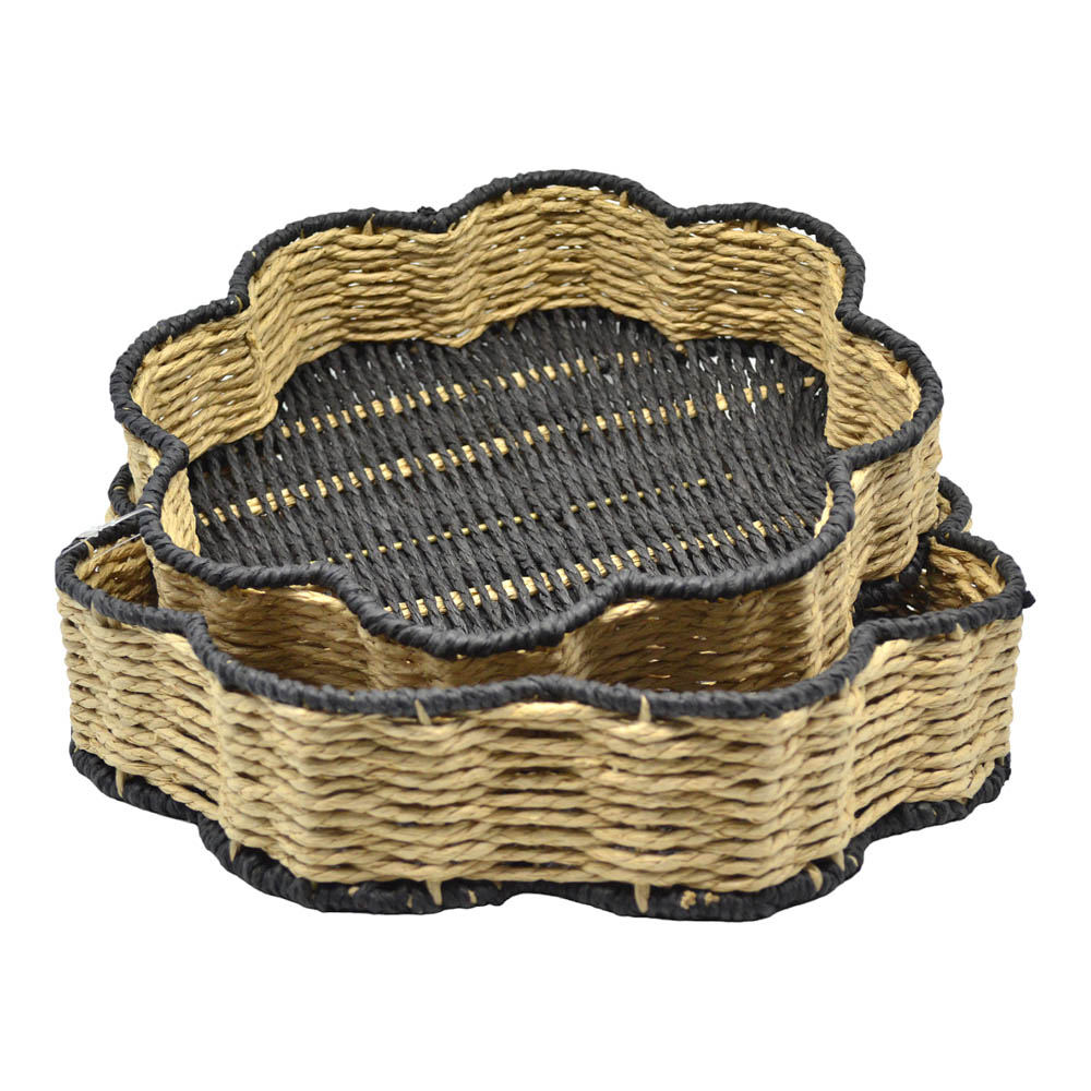 Δίσκοι 2τμχ από σχοινί σε μαύρο/φυσικό χρώμα 35x35x7