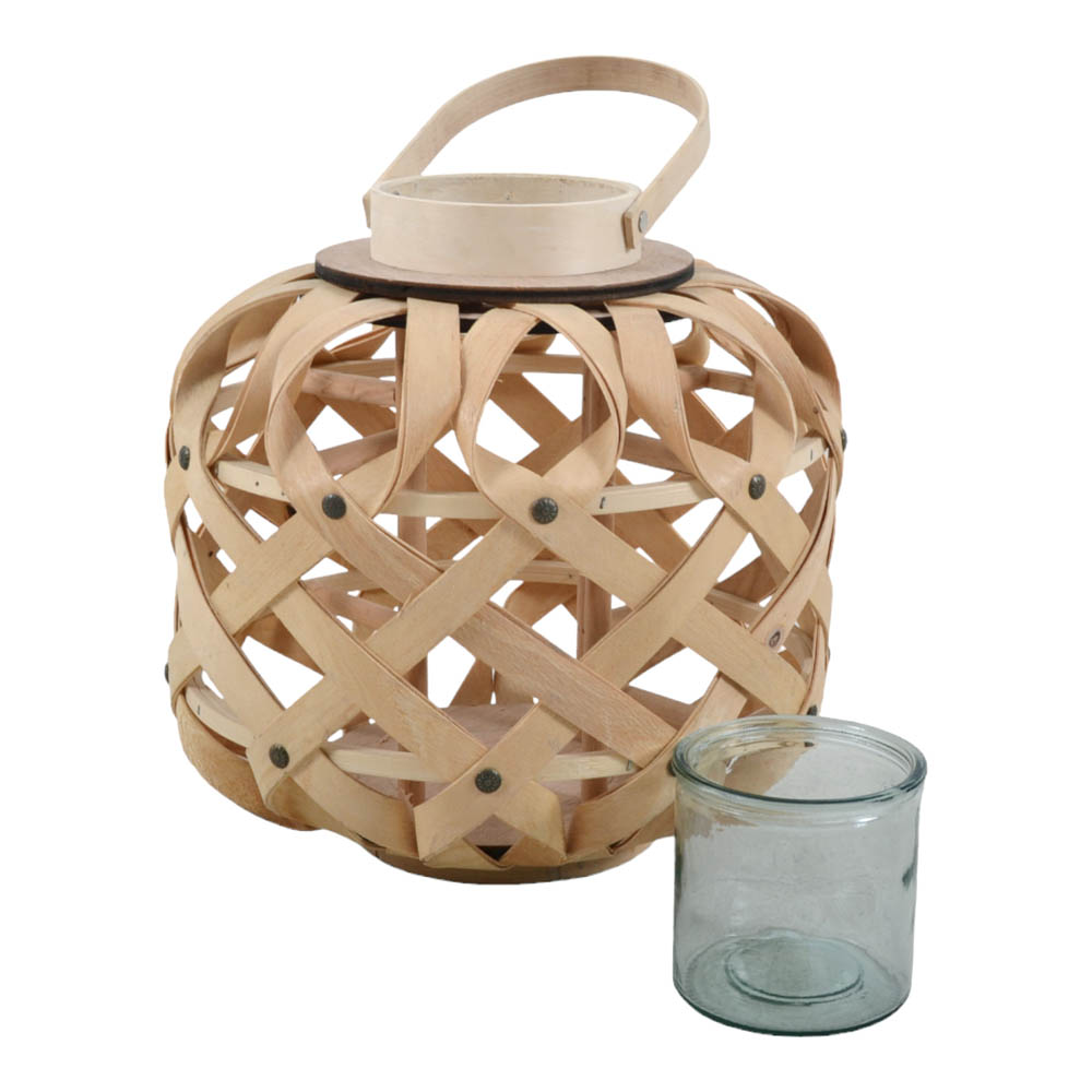 Φανάρι από ξύλο σε φυσικό χρώμα 30x30x29,5