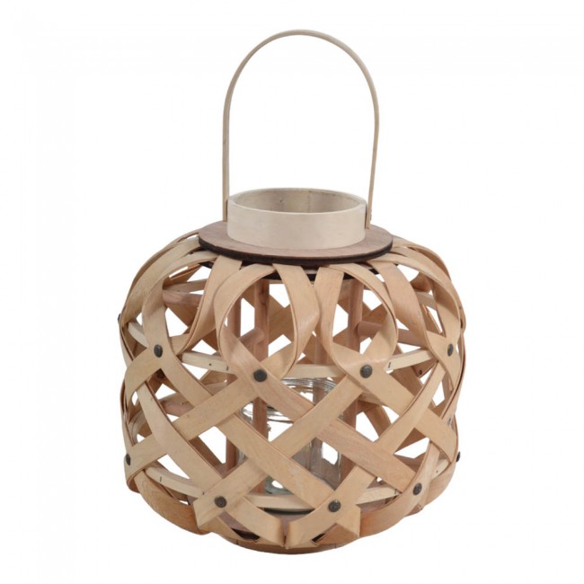 Φανάρι από ξύλο σε φυσικό χρώμα 30x30x29,5