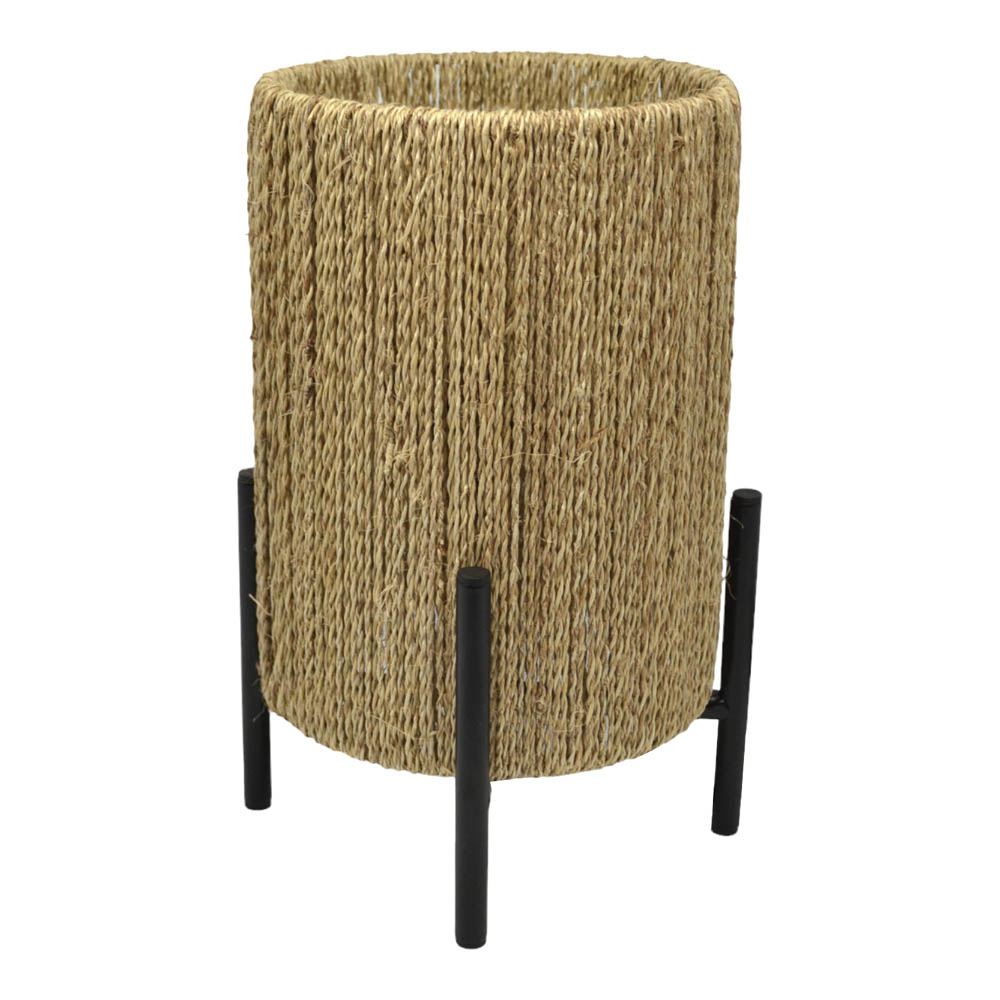 Φωτιστικό επιτραπέζιο από μέταλλο/ύφασμα σε μπεζ/μαύρο χρώμα 17x17x28,5