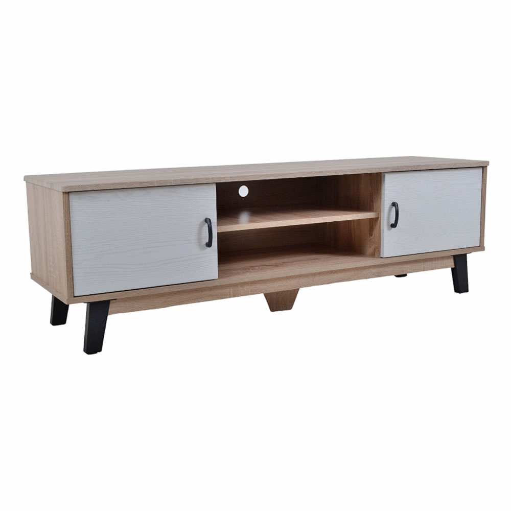 Έπιπλο τηλεόρασης από ξύλο σε φυσικό/λευκό χρώμα 140x38x44