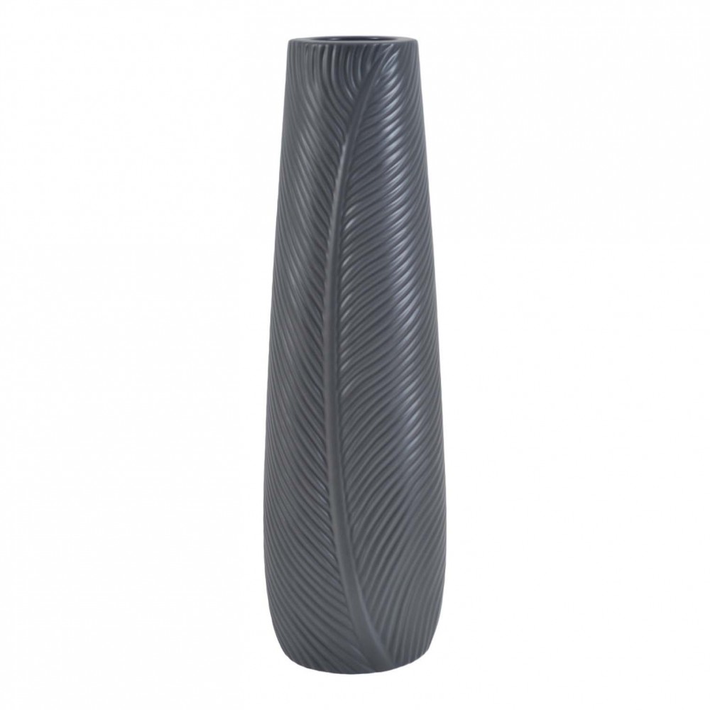Βάζο κεραμικό με ανάγλυφη υφή σε γκρι χρώμα 17.3x14.7x58