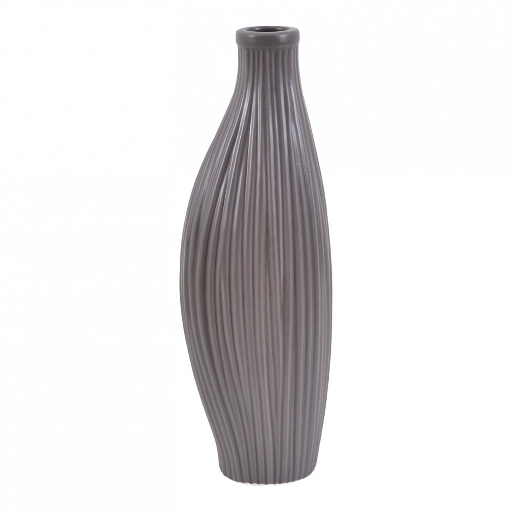 Βάζο κεραμικό με ανάγλυφη υφή σε γκρι χρώμα 15.4x11.5x45.5