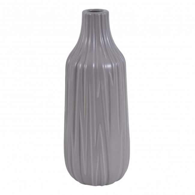 Βάζο κεραμικό με ανάγλυφη υφή σε γκρι χρώμα 15x15x37.5