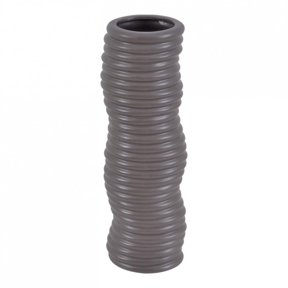 Βάζο κεραμικό με ανάγλυφη υφή σε γκρι/καφέ χρώμα 15.4x12.5x45.5