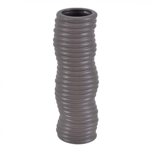 Βάζο κεραμικό με ανάγλυφη υφή σε γκρι/καφέ χρώμα 15.4x12.5x45.5