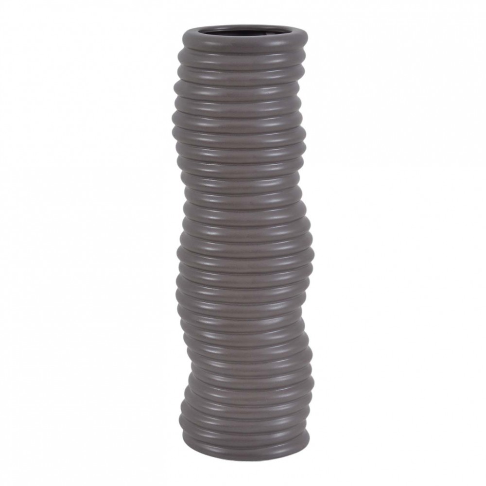 Βάζο κεραμικό με ανάγλυφη υφή σε γκρι/καφέ χρώμα 15.4x12.5x45.5