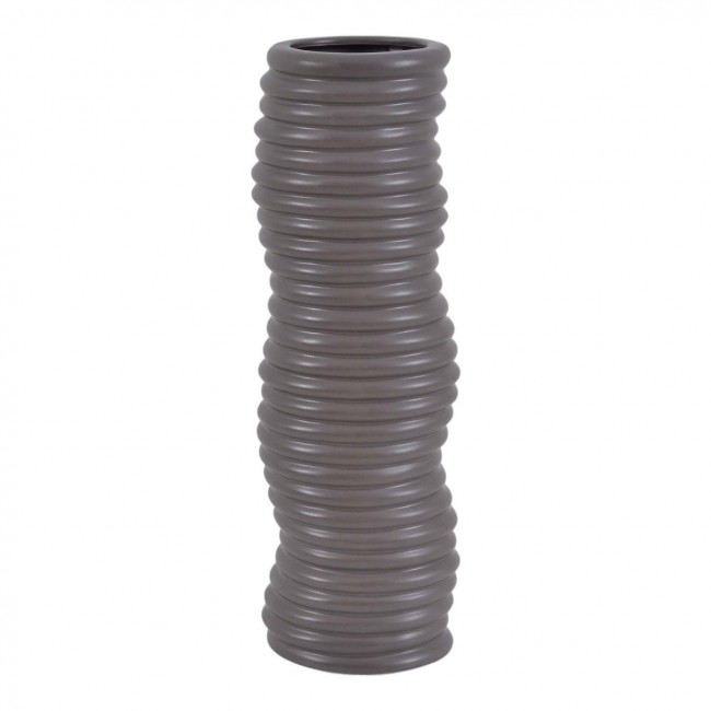 Βάζο κεραμικό με ανάγλυφη υφή σε γκρι/καφέ χρώμα 15.4x12.5x45.5