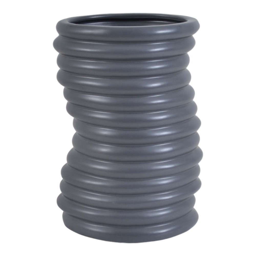 Βάζο κεραμικό με ανάγλυφη υφή σε ανθρακί χρώμα 17,6x14,3x25