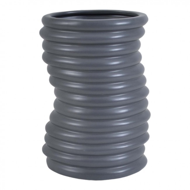 Βάζο κεραμικό με ανάγλυφη υφή σε ανθρακί χρώμα 17,6x14,3x25