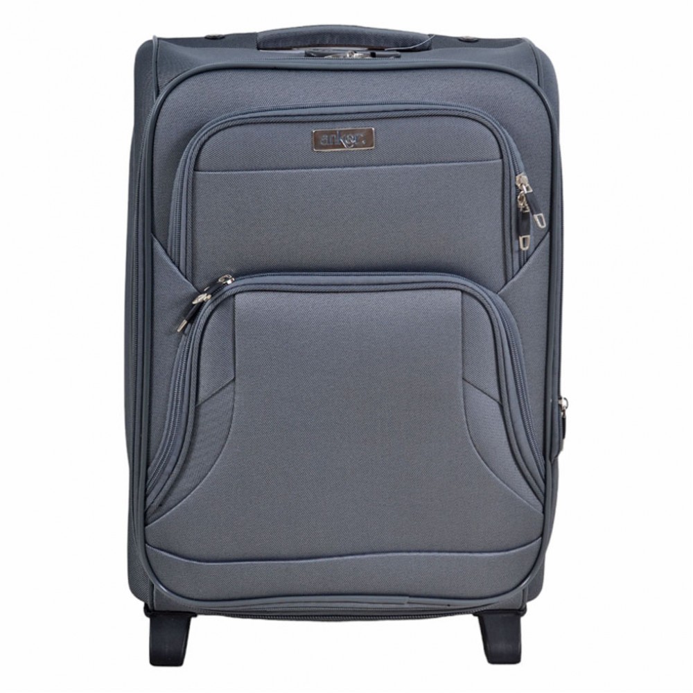 Βαλίτσα από ύφασμα σε γκρι χρώμα 37x24x50