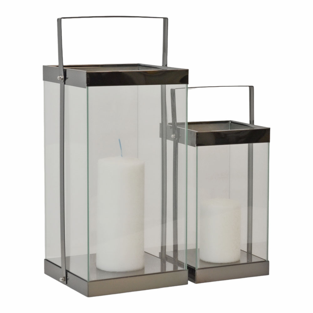 Φανάρια 2τμχ inox σε μαύρο χρώμα 18x18x35