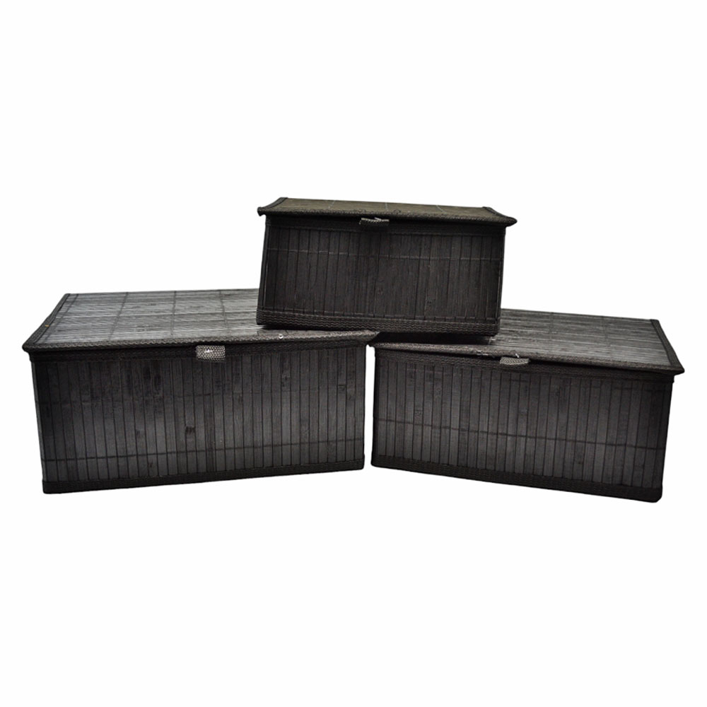 Σετ κουτιά αποθήκευσης 3τμχ από μπαμπού σε χρώμα μαύρο 32x25x15