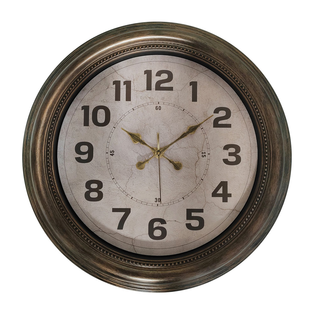 Ρολόι τοίχου από πλαστικό σε χρώμα καφέ μπρονζέ Φ55.5x5.8