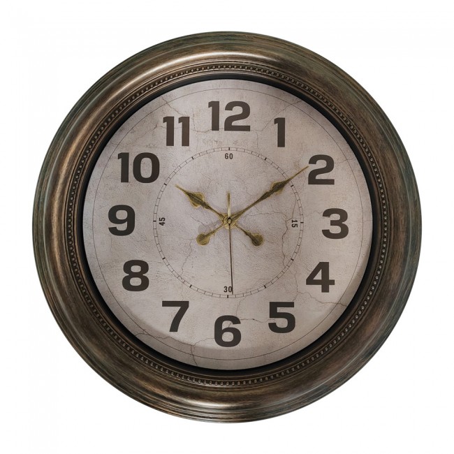 Ρολόι τοίχου από πλαστικό σε χρώμα καφέ μπρονζέ Φ55.5x5.8