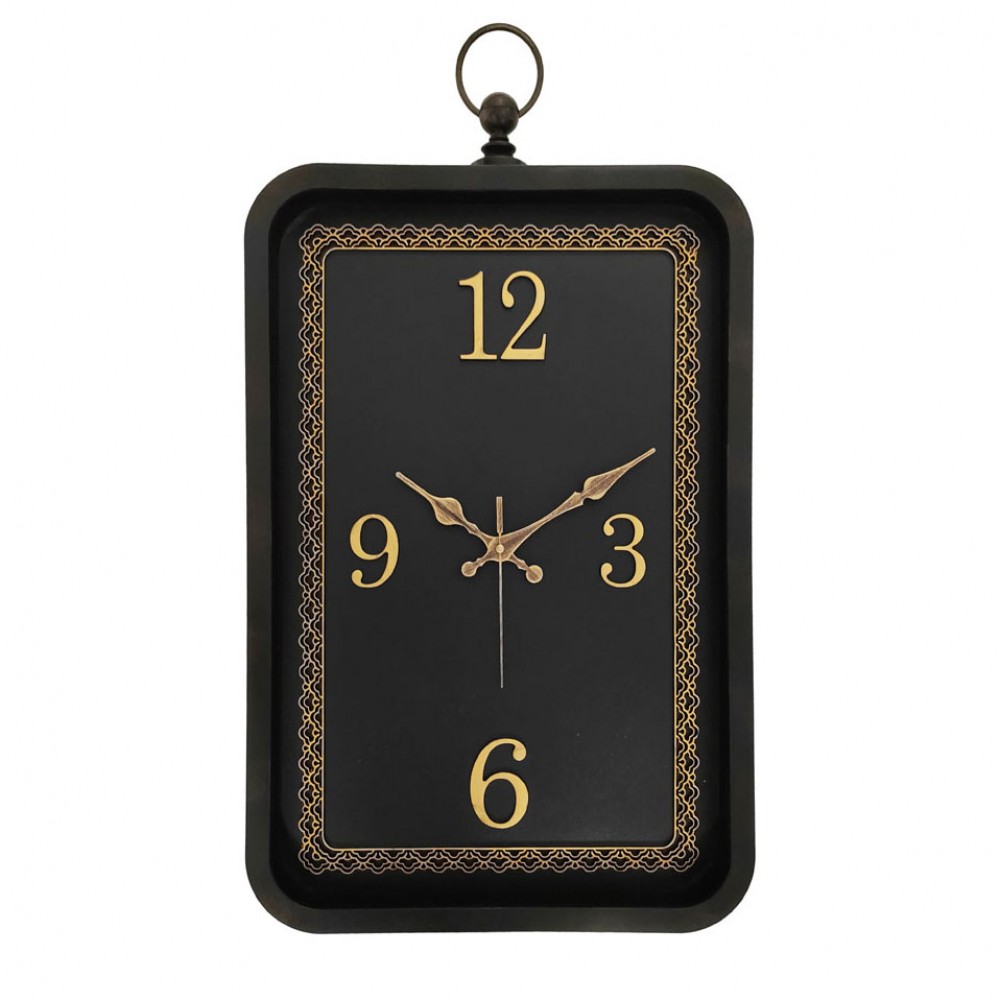 Ρολόι τοίχου από πλαστικό σε χρώμα μαύρο/χρυσό 31.6x4.80x55.8