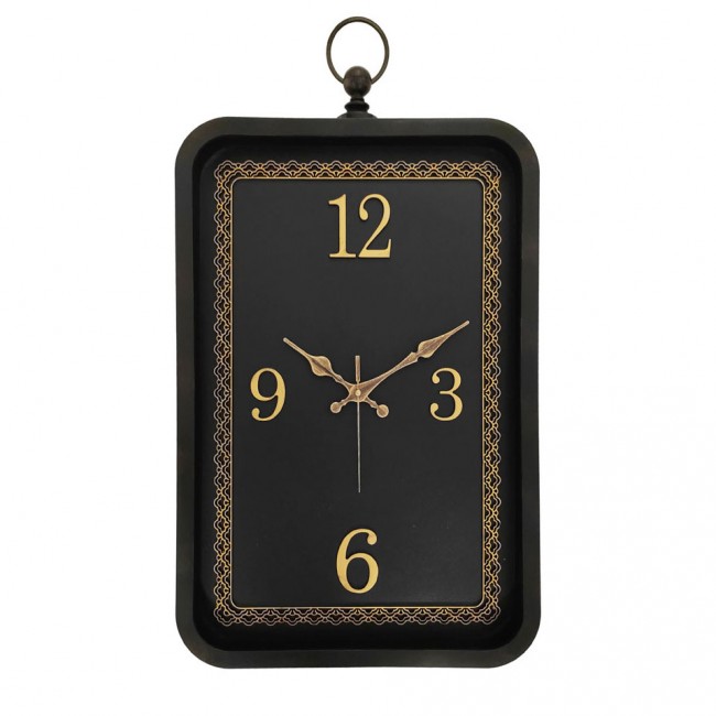 Ρολόι τοίχου από πλαστικό σε χρώμα μαύρο/χρυσό 31.6x4.80x55.8