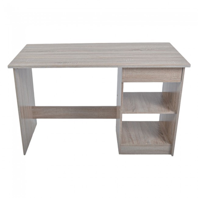 Γραφείο με συρτάρι και ράφια από ξύλο σε χρώμα φυσικό 120x60x75