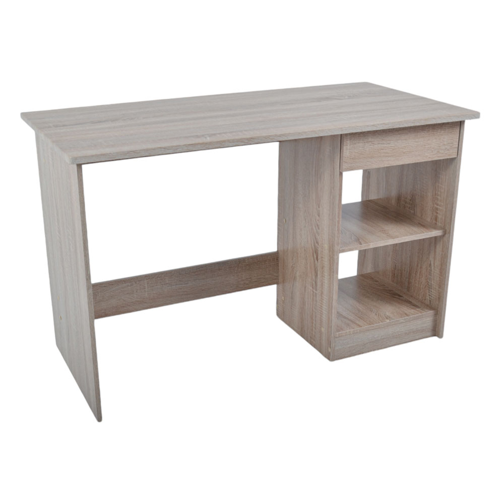 Γραφείο με συρτάρι και ράφια από ξύλο σε χρώμα φυσικό 120x60x75