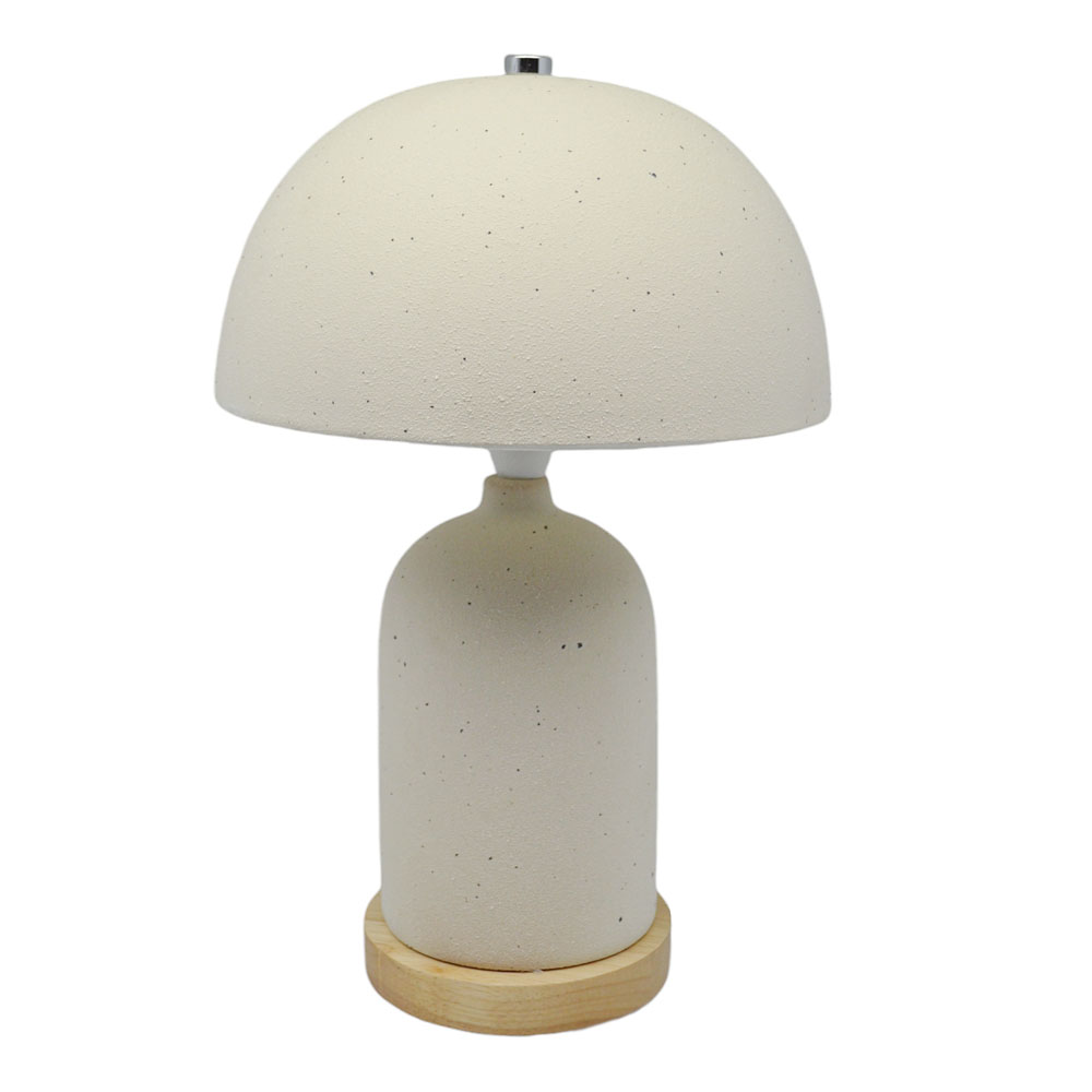 Πορτατίφ κεραμικό με κεραμικό καπέλο σε χρώμα μπεζ  21.5x12x33 Ε14/ΜΑΧ 40W