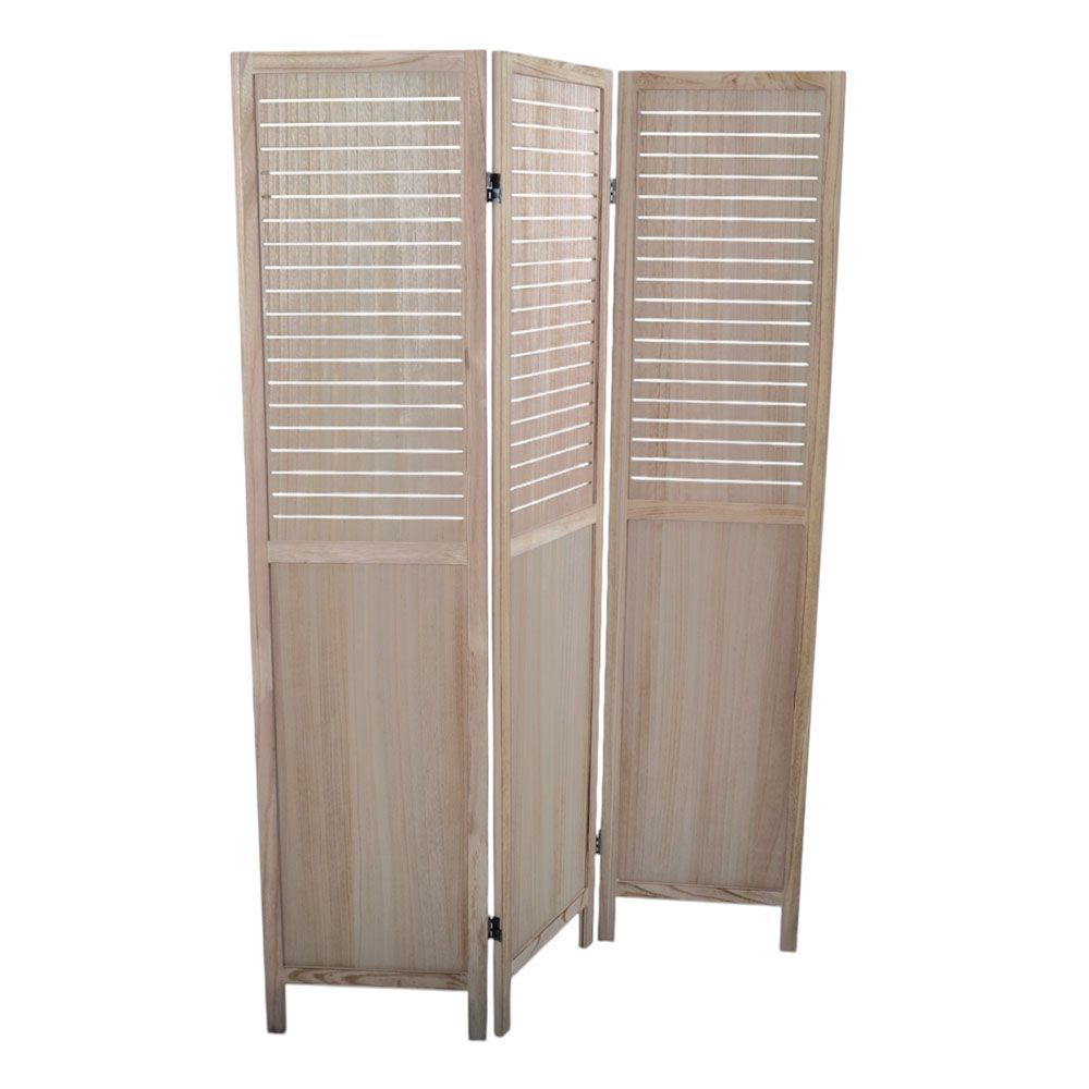 Παραβάν τριπλό από ξύλο σε φυσικό χρώμα 120x6x170