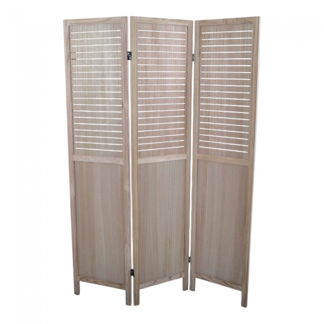 Παραβάν τριπλό από ξύλο σε φυσικό χρώμα 120x6x170