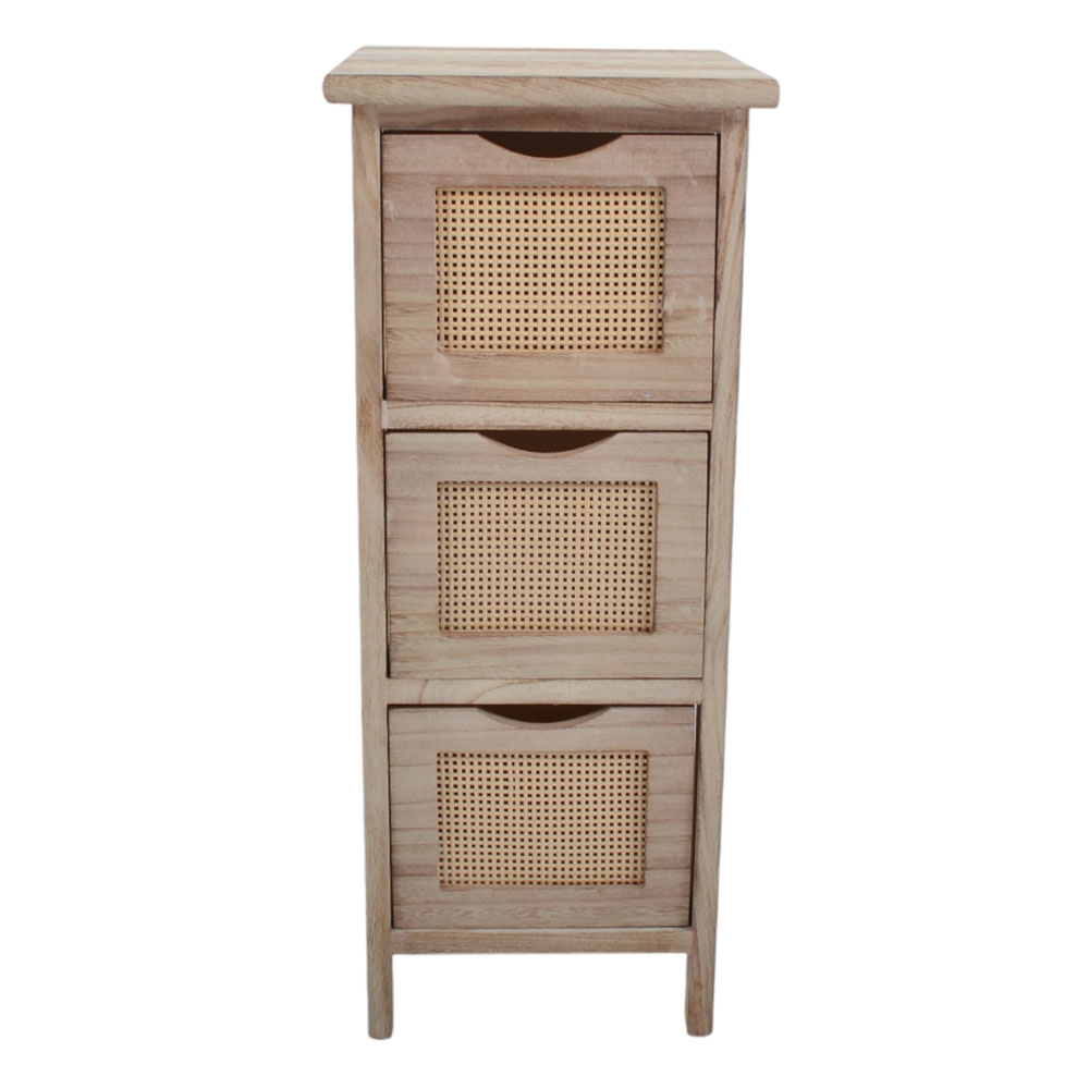 Συρταριέρα από ξύλο/rattan σε φυσικό χρώμα 26x32x62