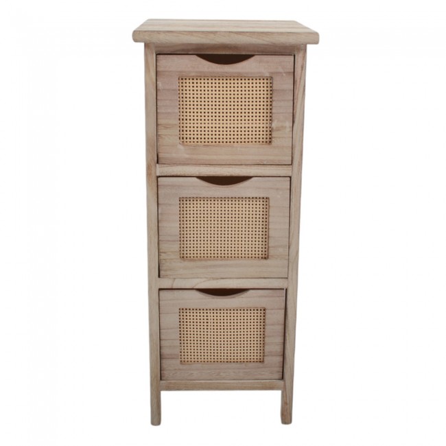 Συρταριέρα από ξύλο/rattan σε φυσικό χρώμα 26x32x62