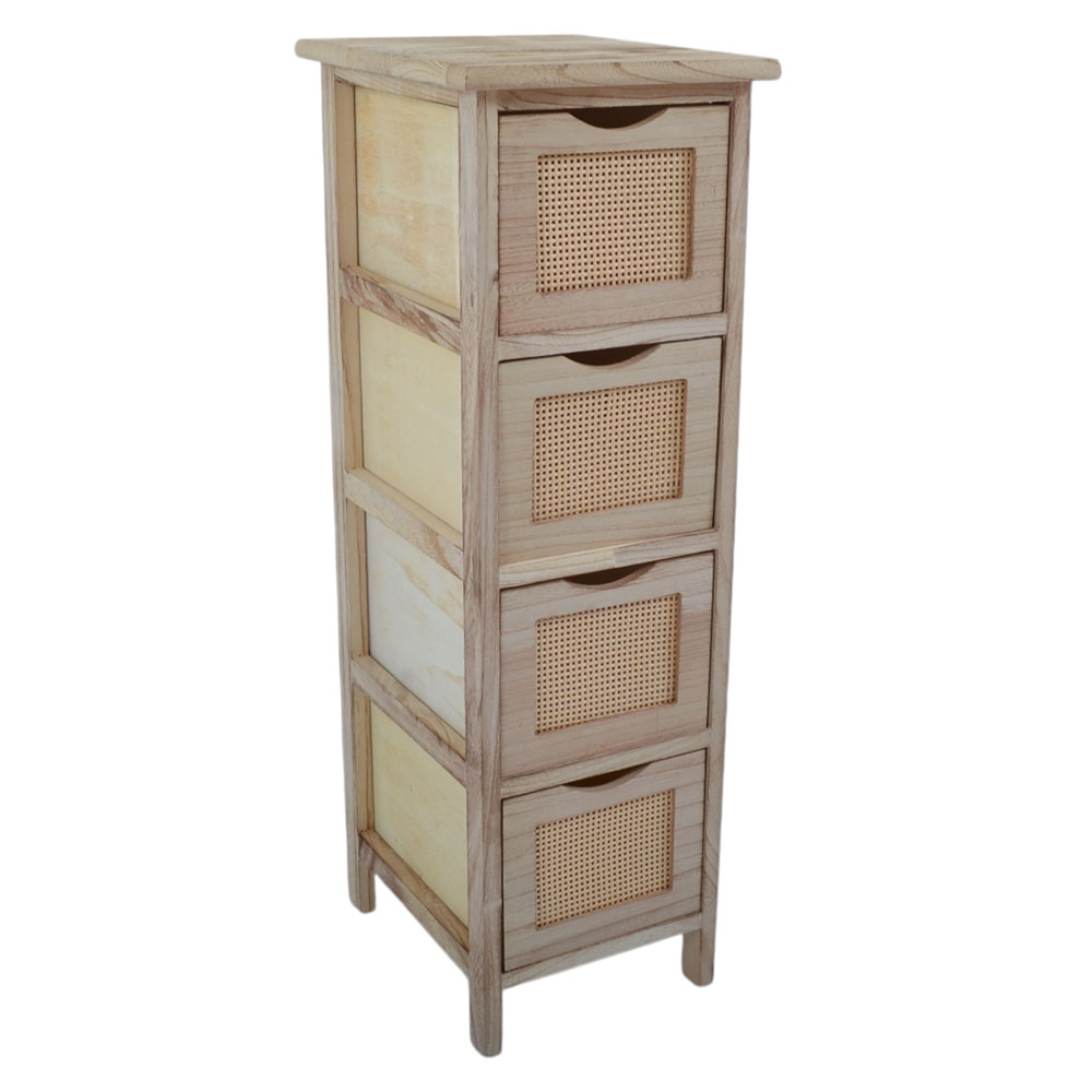 Συρταριέρα από ξύλο/rattan σε φυσικό χρώμα 26x32x80