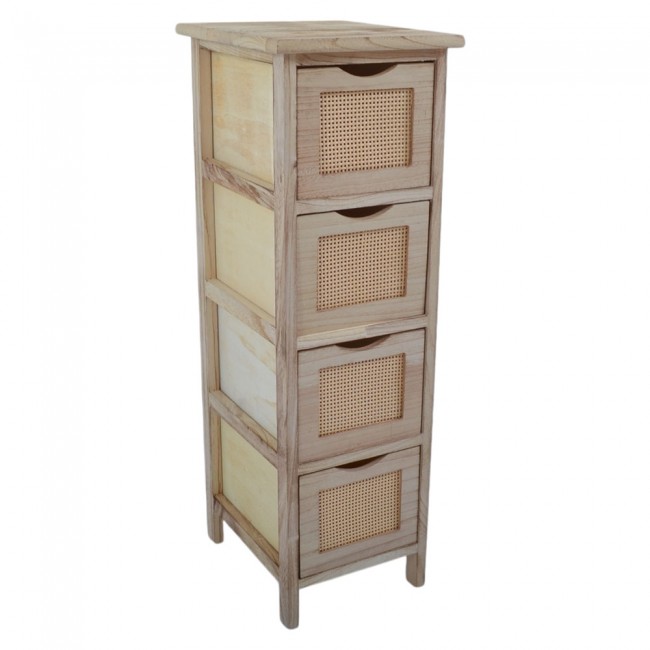 Συρταριέρα από ξύλο/rattan σε φυσικό χρώμα 26x32x80