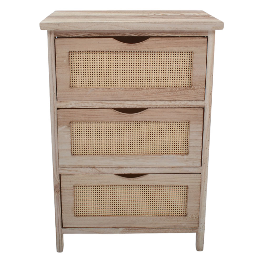 Συρταριέρα από ξύλο/rattan σε φυσικό χρώμα 40x29x58