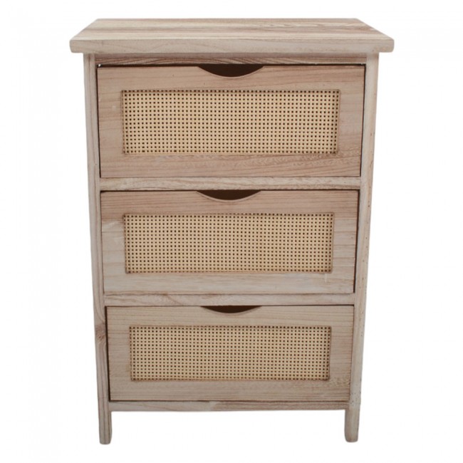 Συρταριέρα από ξύλο/rattan σε φυσικό χρώμα 40x29x58