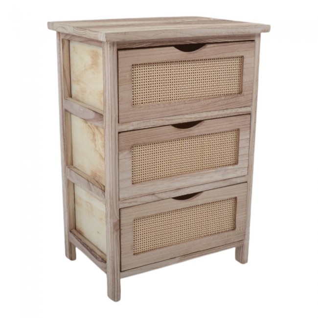 Συρταριέρα από ξύλο/rattan σε φυσικό χρώμα 40x29x58