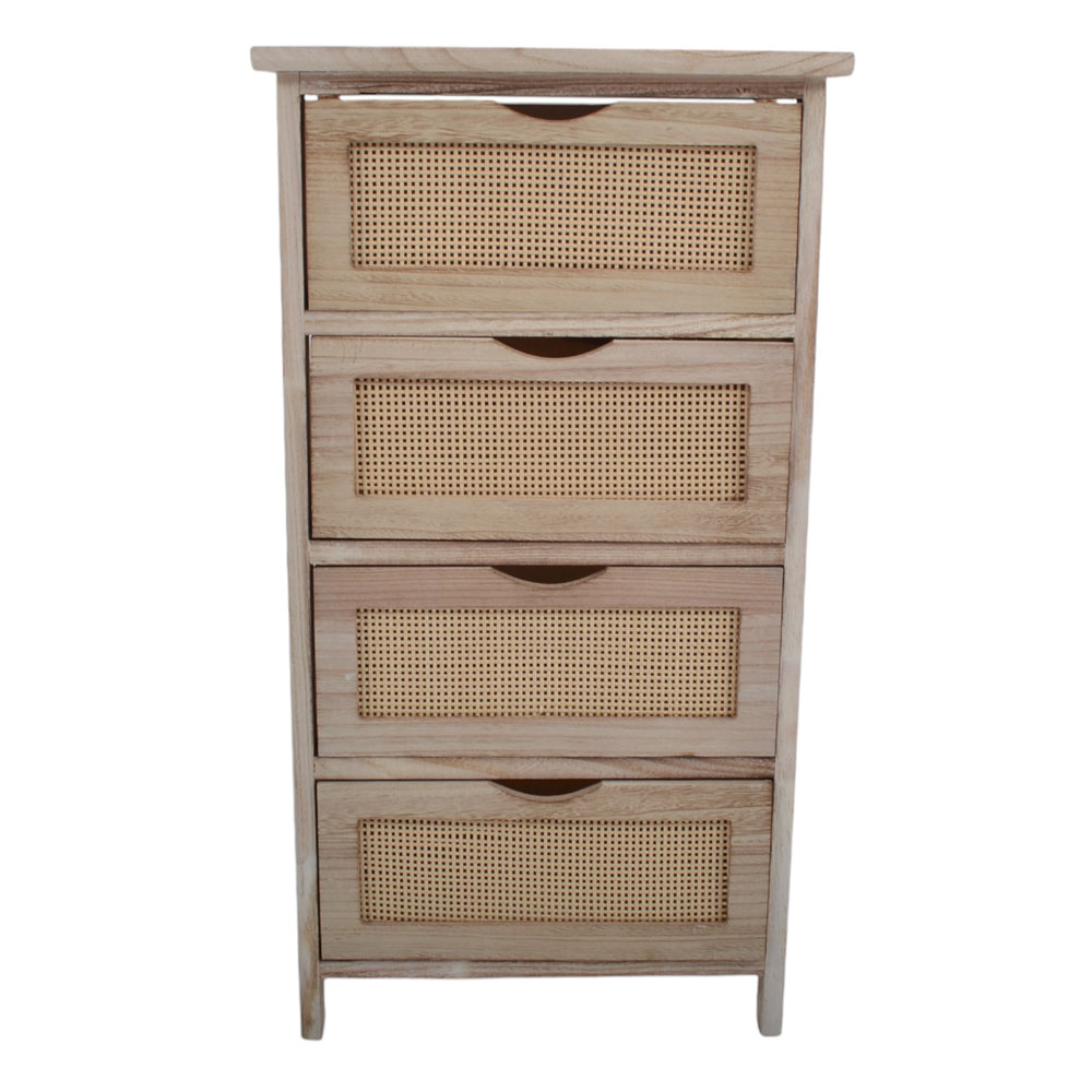 Συρταριέρα από ξύλο/rattan σε φυσικό χρώμα 40x29x73