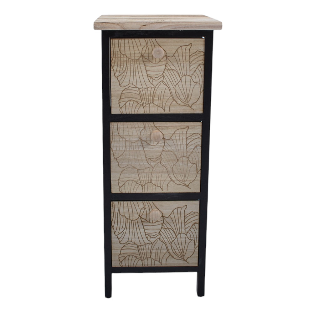Συρταριέρα από ξύλο σε φυσικό/μαύρο χρώμα 26x32x62