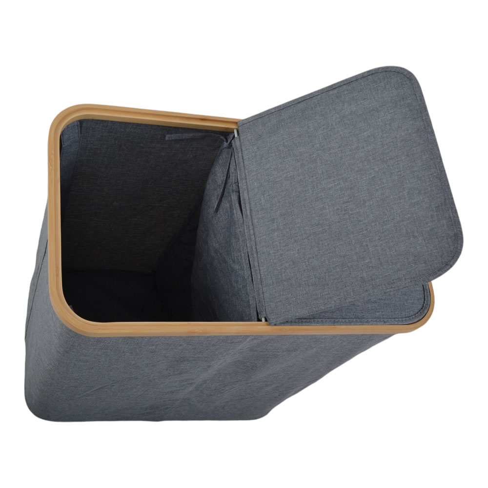 Καλάθι απλύτων από μπαμπού/ύφασμα σε χρώμα φυσικό/γκρι 54x33x59