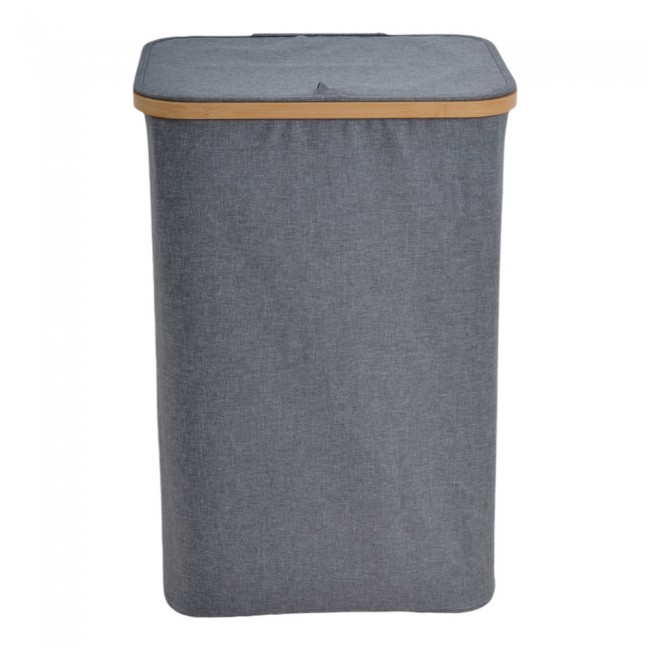 Καλάθι απλύτων από μπαμπού/ύφασμα σε χρώμα φυσικό/γκρι 40x30x60