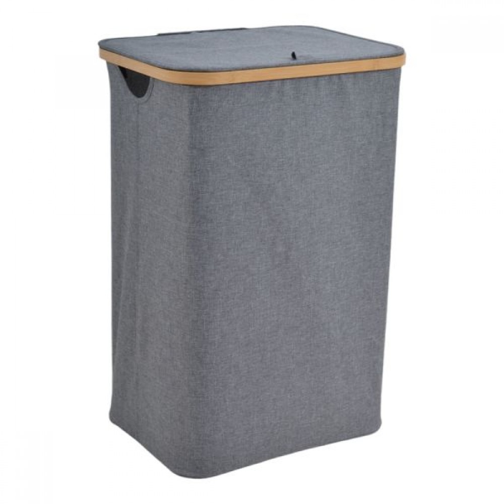 Καλάθι απλύτων από μπαμπού/ύφασμα σε χρώμα φυσικό/γκρι 40x30x60