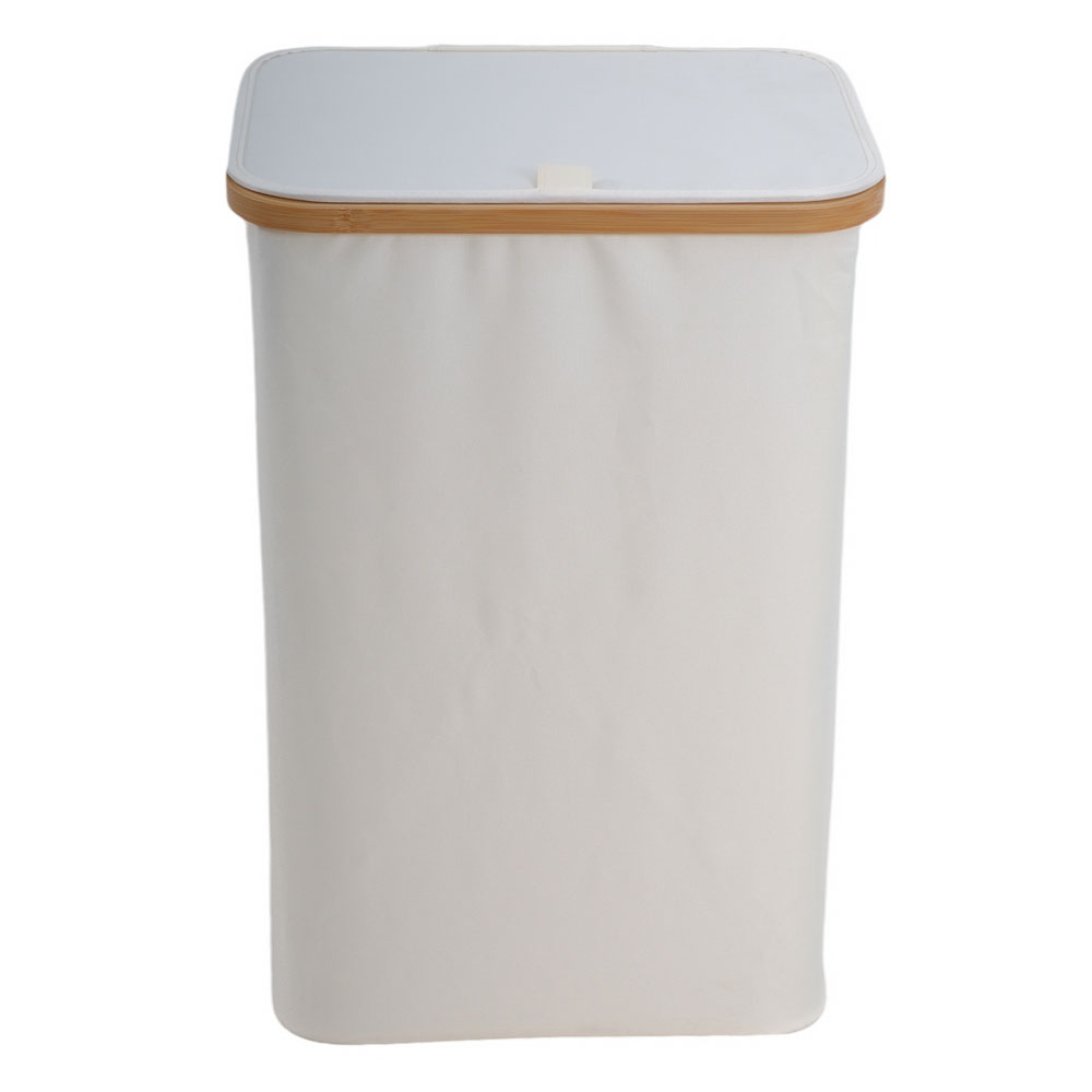 Καλάθι απλύτων από μπαμπού/ύφασμα σε χρώμα φυσικό/εκρού 40x30x60